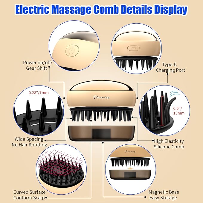 Electric Scalp Massager,Rechargeable IPX7 Waterproof Head Massager with 2 Speed Vibration and 56 Nodes,Small Portable Cordless Head Scratcher,Gifts for Women,Men