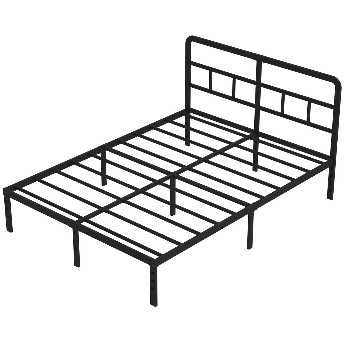 DiaOutro 14 Inch Full Size Bed Frame with Headboard No Box Spring Needed, Heavy Duty Metal Platform with Steel Slat, Mattress Foundation, Easy Assembly, Noise Free, Black