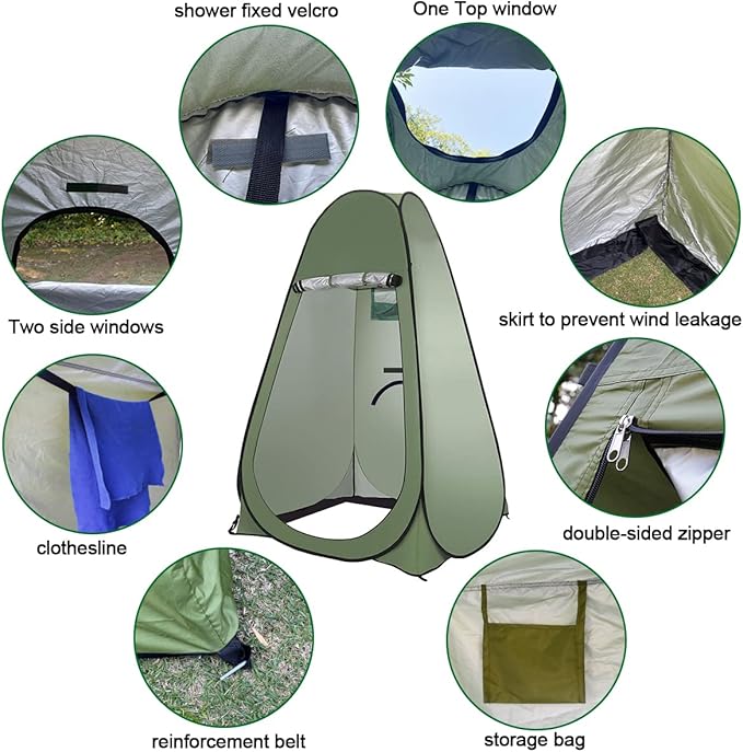 Pop Up Tent Upgrade Privacy Shower Tent Portable Outdoor Sun Shelter for Toilet Camping Biking Beach with Carry Bag