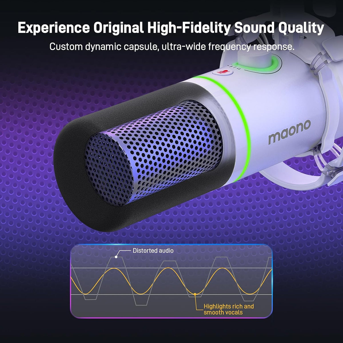 MAONO PD200XS XLR/USB Dynamic Microphone Kit, RGB Gaming Mic with Software