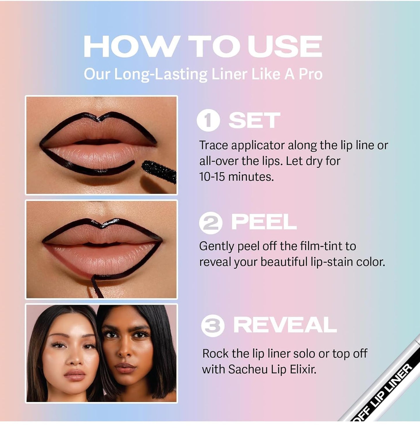 Longwear Peel-off Lip Stain Marker Peel Off with Vitamin E - Smudge-Resistant Lip Liner & Base for All Skin Types (03#)