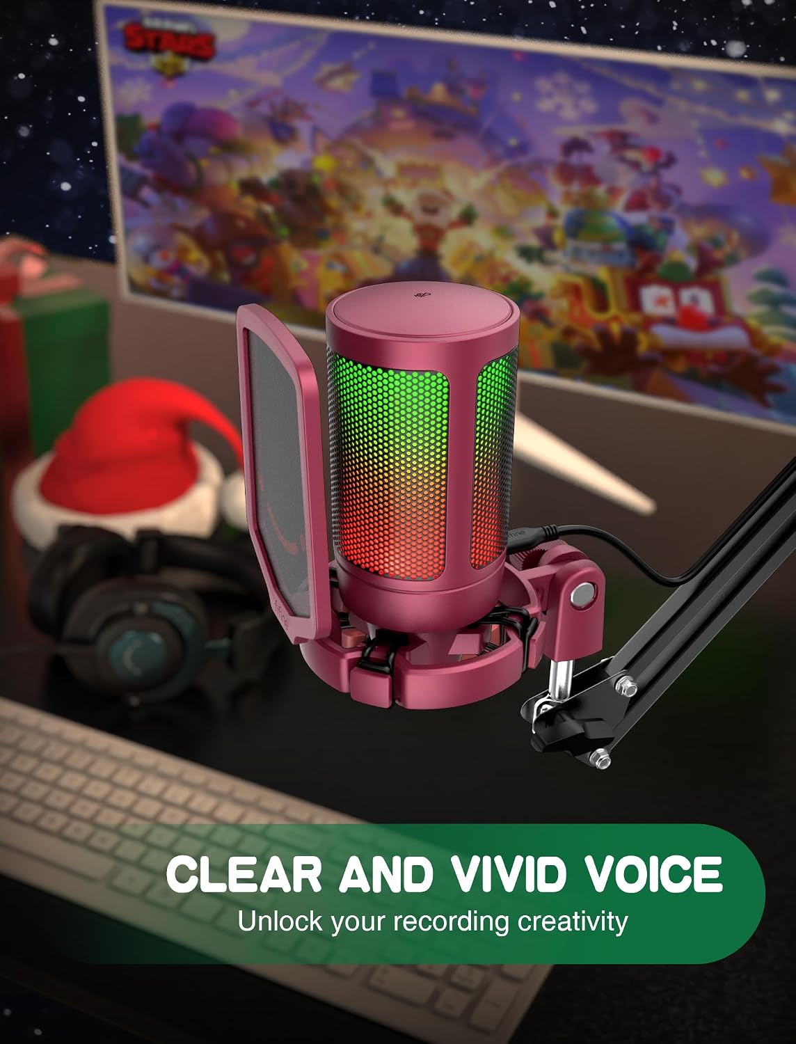 FIFINE AmpliGame A6VR USB Gaming Microphone Condenser RGB Mic for Streaming