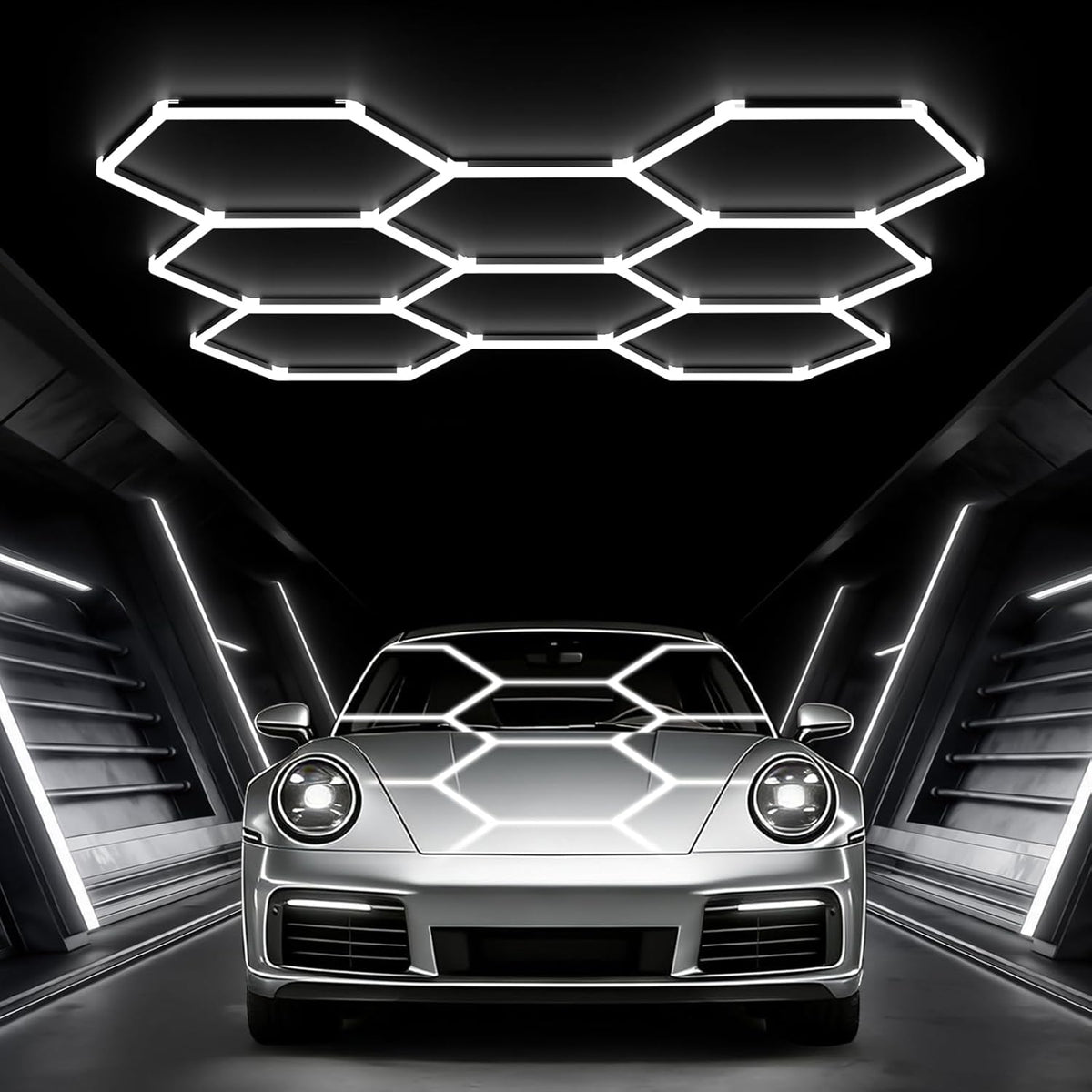 Glitgate LED Hex Lights: 245W 26,950LM 110LM/W 6500K, 100-240V, 8 Grid