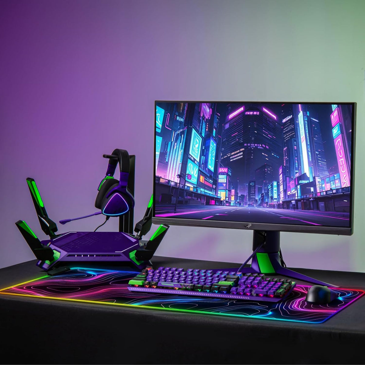 Desk Mat for Keyboard Extra Large Gaming RGB Mouse Pad, Topo