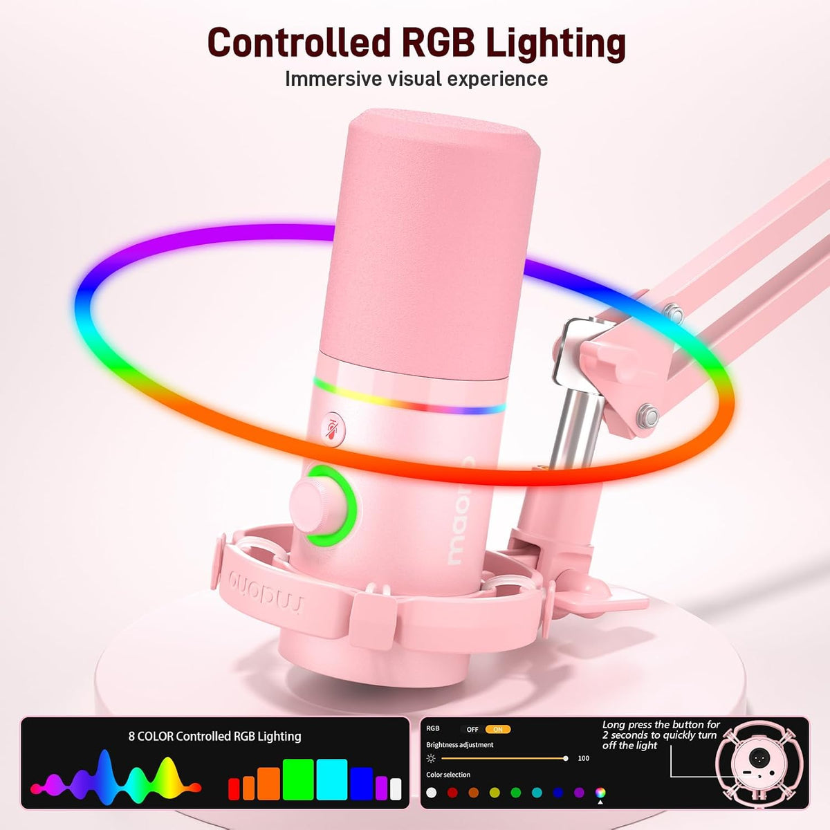 MAONO PD200XS XLR/USB Dynamic Microphone Kit, RGB Gaming Mic with Software