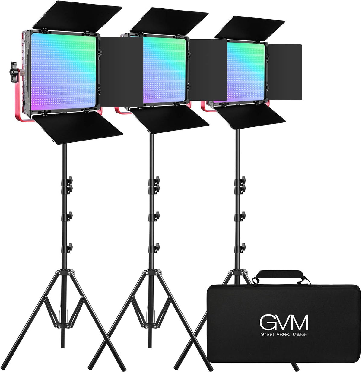 GVM 50W RGB LED Video Light, Studio Light with APP Control, 3200K-5600K Photography Lighting for Video, Product Shooting, 20 Scene Modes & CRI97+, CCT Loop, Hue Loop, 2packs