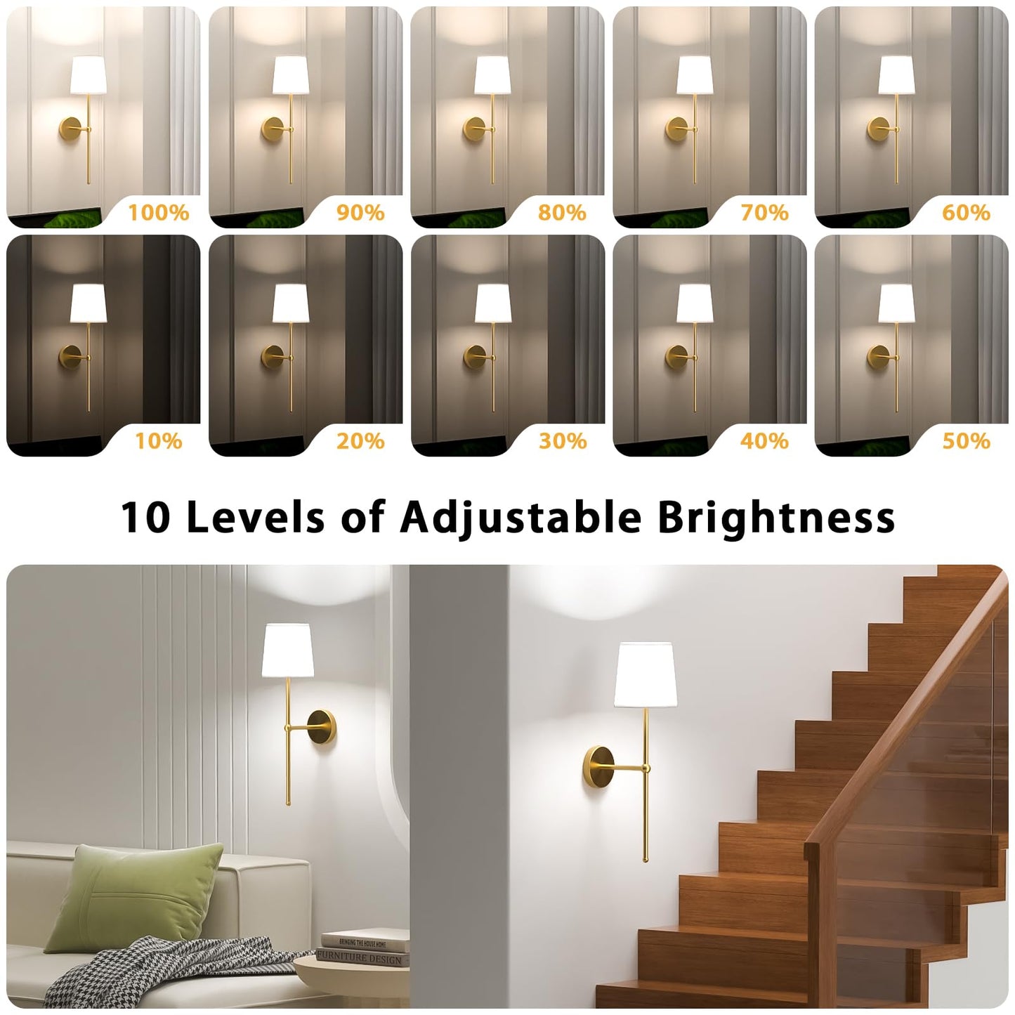 Lightbiz Battery Operated Wall Sconce Set of 2, Rechargeable Wall Lights with Remote, 15 Colors Wireless Dimmable Wall Lamp for Bedroom, Living Room, Hallway