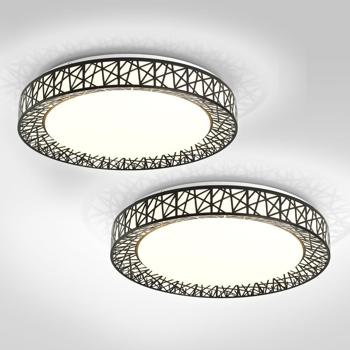 ASD 20 Inch LED Flush Mount Ceiling Light Fixture for Bedroom, 42W 2475LM 5CCT 2700K-5000K, Triac Dimmable Lights, Dining, Living Room, Kitchen Lamps, Modern Home Lighting Fixtures, Black, ETL, 2 Pack