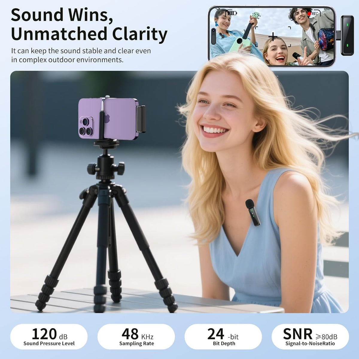 Microphone for iPhone & Android, Wireless Mini Microphone