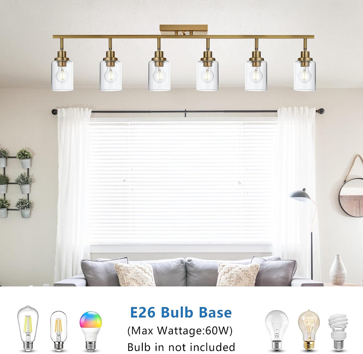 MELUCEE 6 Light Multi-Directional Rotating Track Lighting Kit Brass