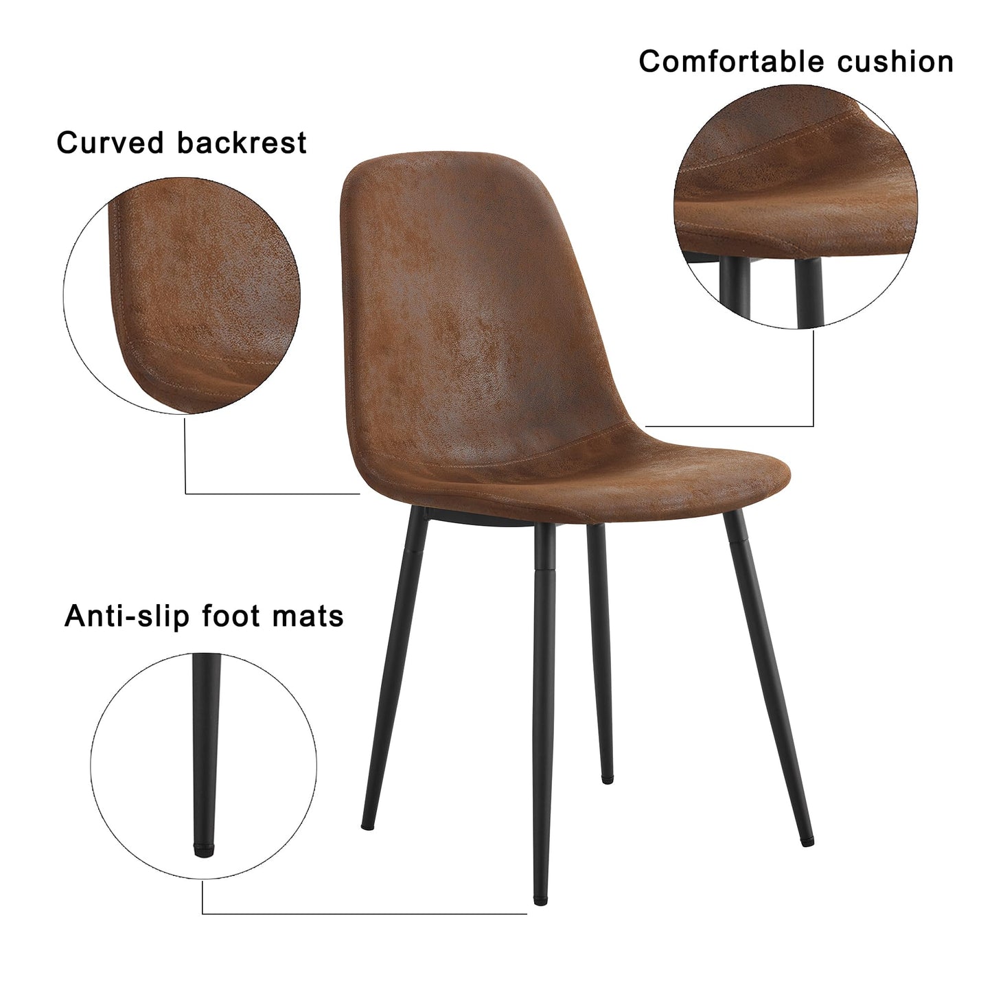 MUUOKY Dining Table Set for 4, Modern 55'' Dark Wood Dining Table and Fabric Dining Chairs Set of 4,Table and Chairs Set of 4,Ideal for Kitchen Dining Room