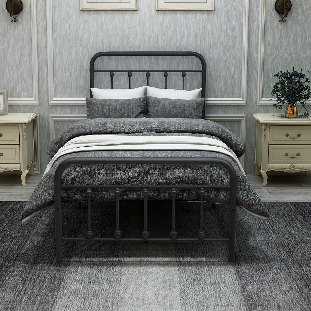 Metal Platform Bed Frame with Headboard