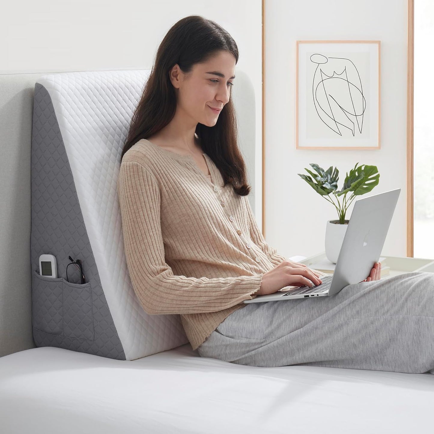 Premium Bed Wedge Pillow - Ergonomic Support for Sleeping, Post-Surgery, Acid Reflux Relief, and More - CertiPUR-US Certified Memory Foam - Removable Cover Included, Triangle, 24" x 22" x 7.5"