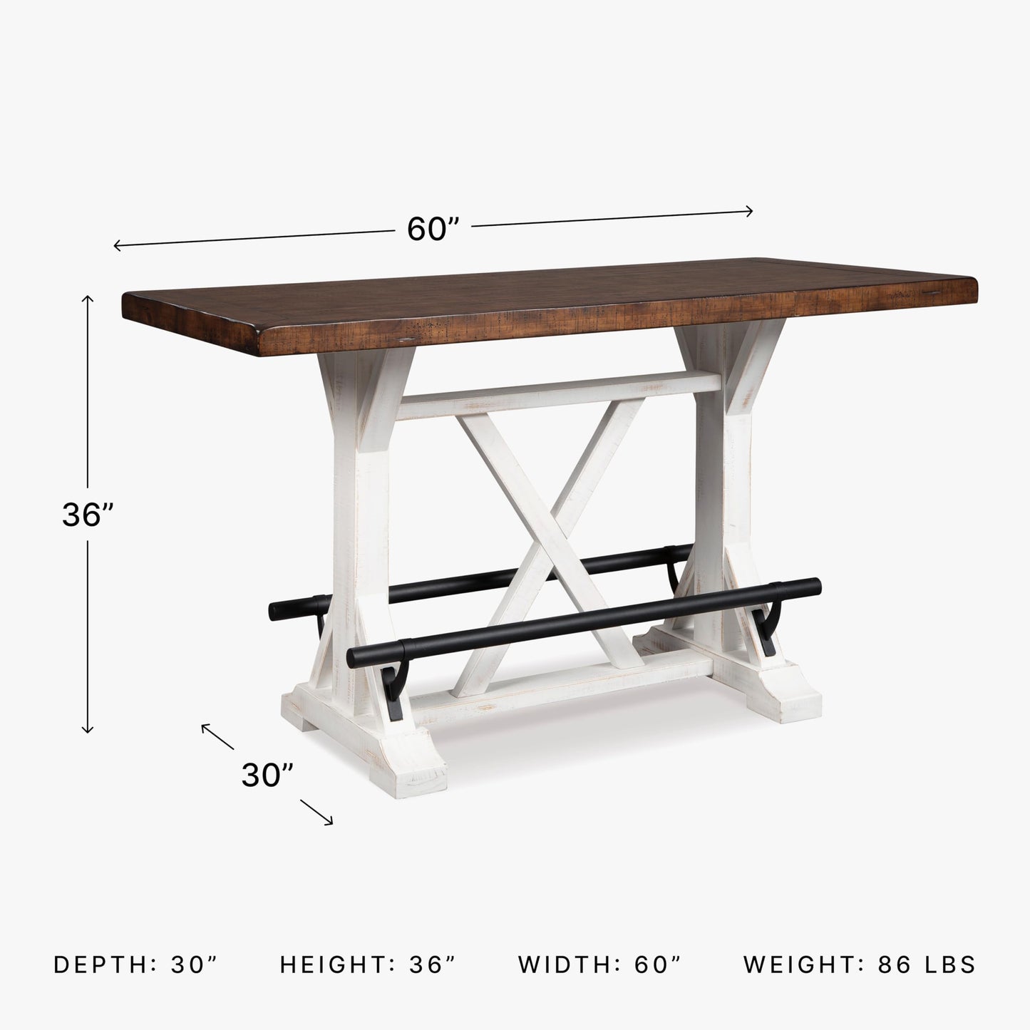 Signature Design by Ashley Valebeck Rustic Farmhouse 36" Counter Height Dining Table, Brown & White