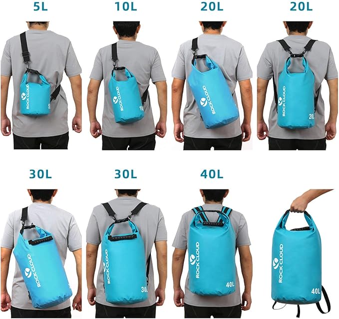 ROCK CLOUD Dry Bag Waterproof 20L Dry Sack for Kayaking Rafting Boating Beach Surfing Swimming Canoe Camping Hiking Fishing Ski, Lake Blue