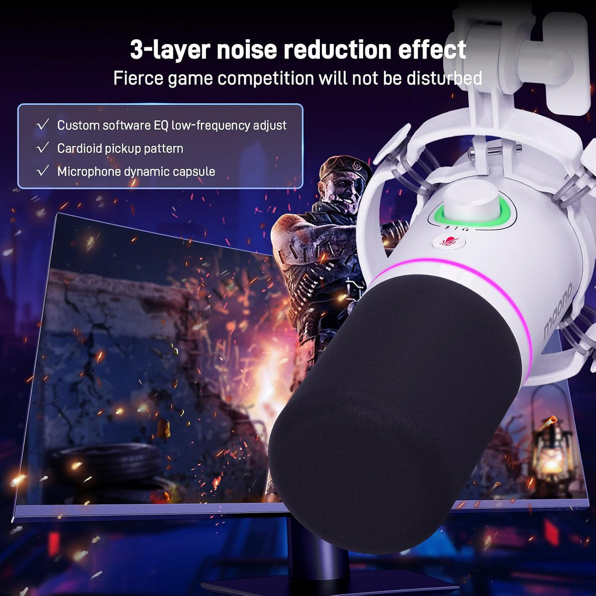 MAONO PD200XS XLR/USB Dynamic Microphone Kit, RGB Gaming Mic with Software