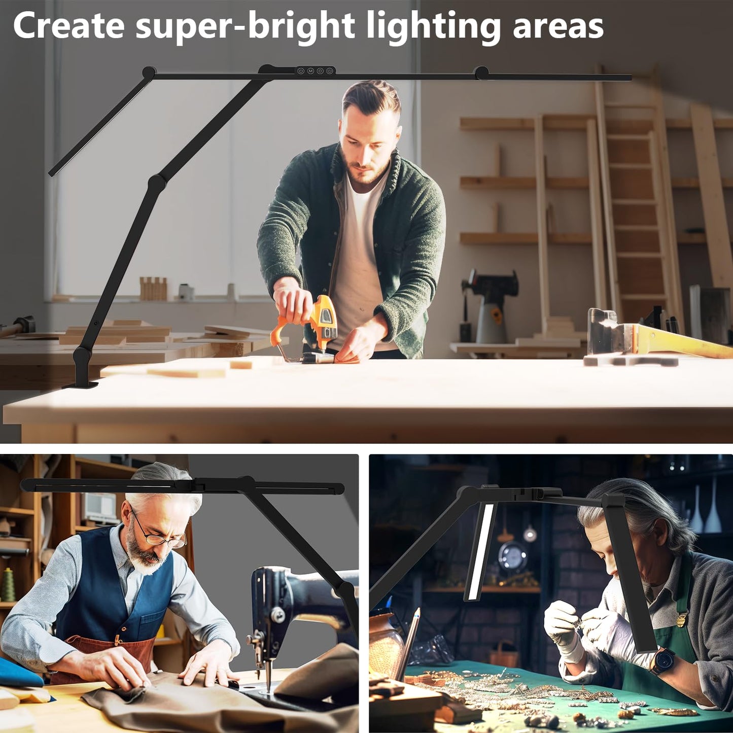 3000 Lumen Ultra Bright Architect Desk Lamp with Clamp, 36W Tall Overhead Led Desk Light for Home Office, 47Inch Long Dimmable Computer Monitor Light Bar with Remote for Table Desktop Drafting