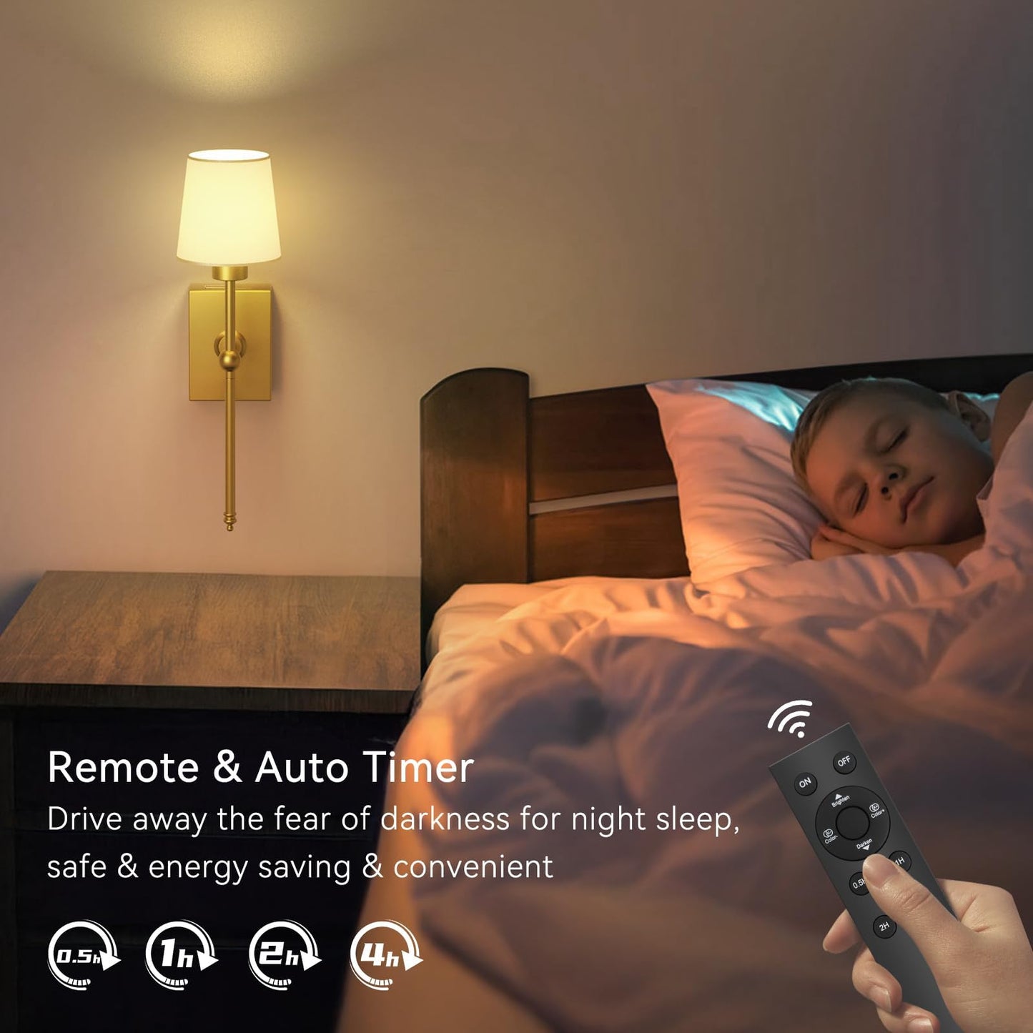 Battery Operated Wall Sconces Set of 2: Gold Rechargeable Wall Lights with Touch and Remote Control, Wireless Battery Powered Wall Scone Cordless Wall Lamp for Bedroom Living Room Bathroom Hallway
