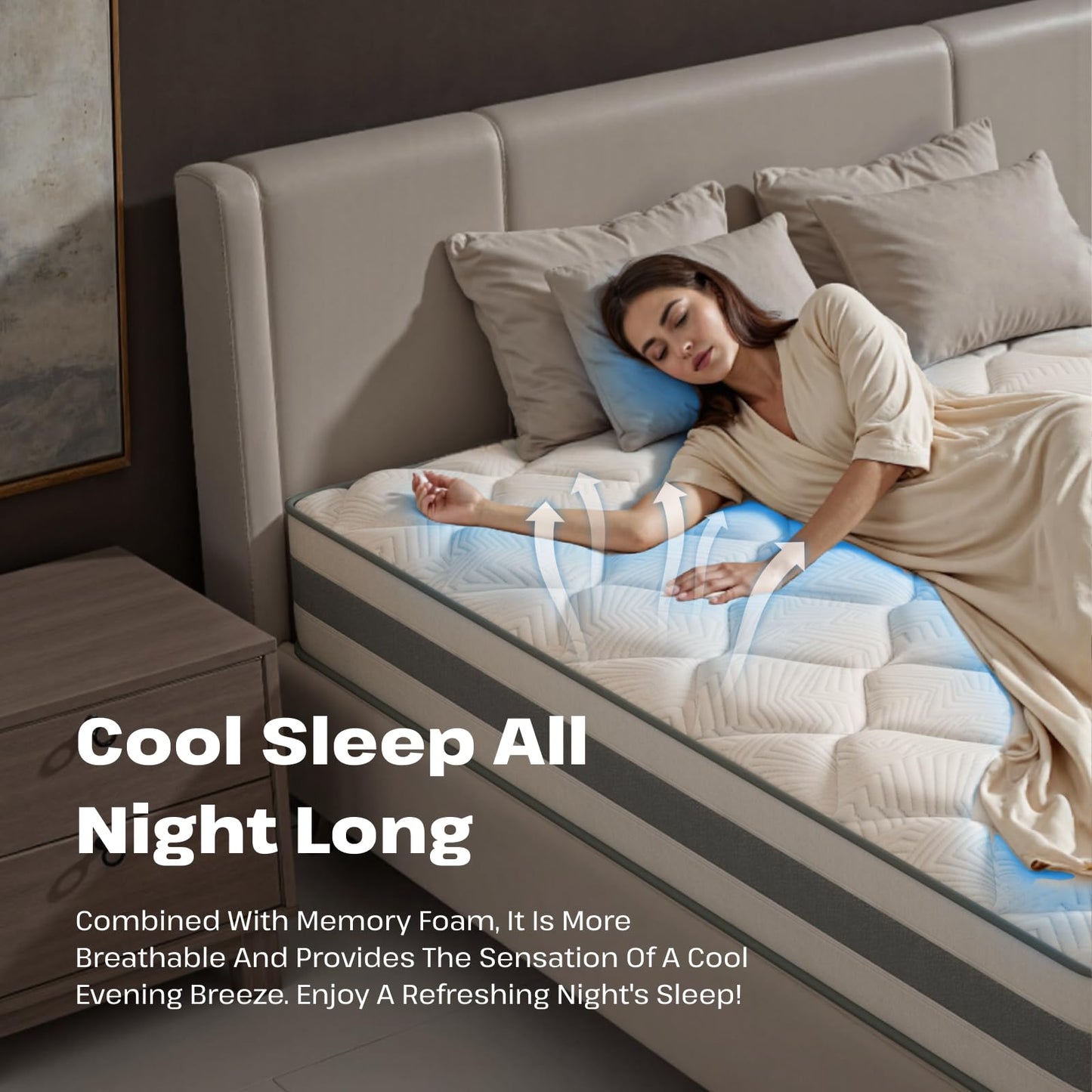 OUTIGO 12 Inch King Size Mattress - Memory Foam Hybrid Mattress Individual Pocket Springs - Medium Firm - CertiPUR-US - 76 x 80 x 12 inches