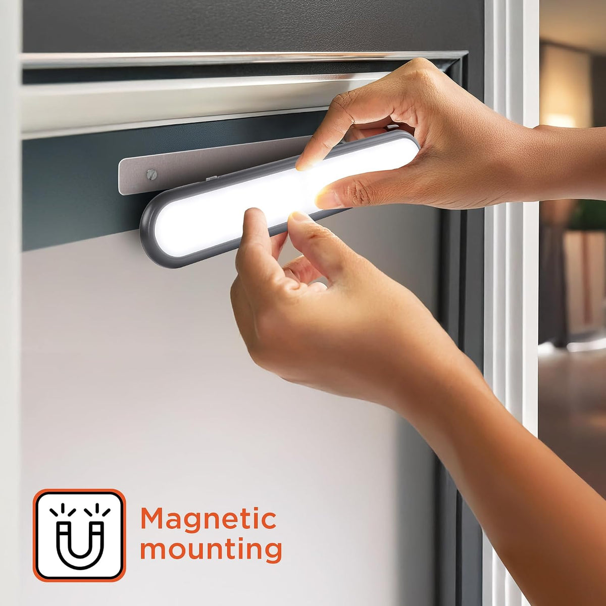 BLACK+DECKER 2-Pack LED Light Bars, 160LM Touchless Motion Sensor Lights, Magnetic Mount LED Strip Lights, Battery Powered Slim Portable Lights for Closet, Garage, Shelf, Indoor