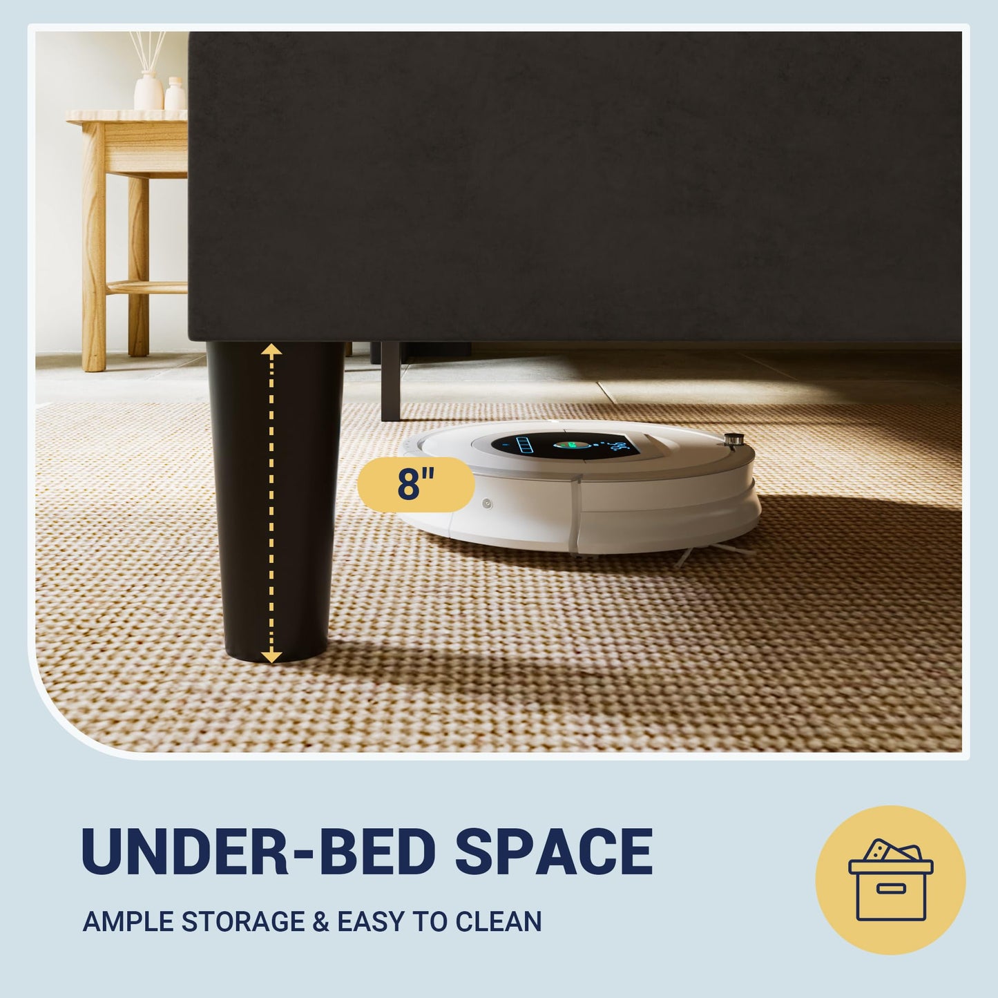 Allewie King Size Velvet Platform Bed Frame with Vertical Tufted Wingback Headboard, Easy Assembly, Under Bed Storage, No Box Spring Required, Modern Style, Black