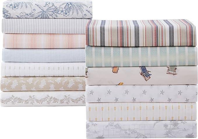 Tommy Bahama - Queen Sheets, Cotton Percale Bedding Set, Crisp & Cool, Stylish Bedding Set (Aloha Pineapple Green, Queen)