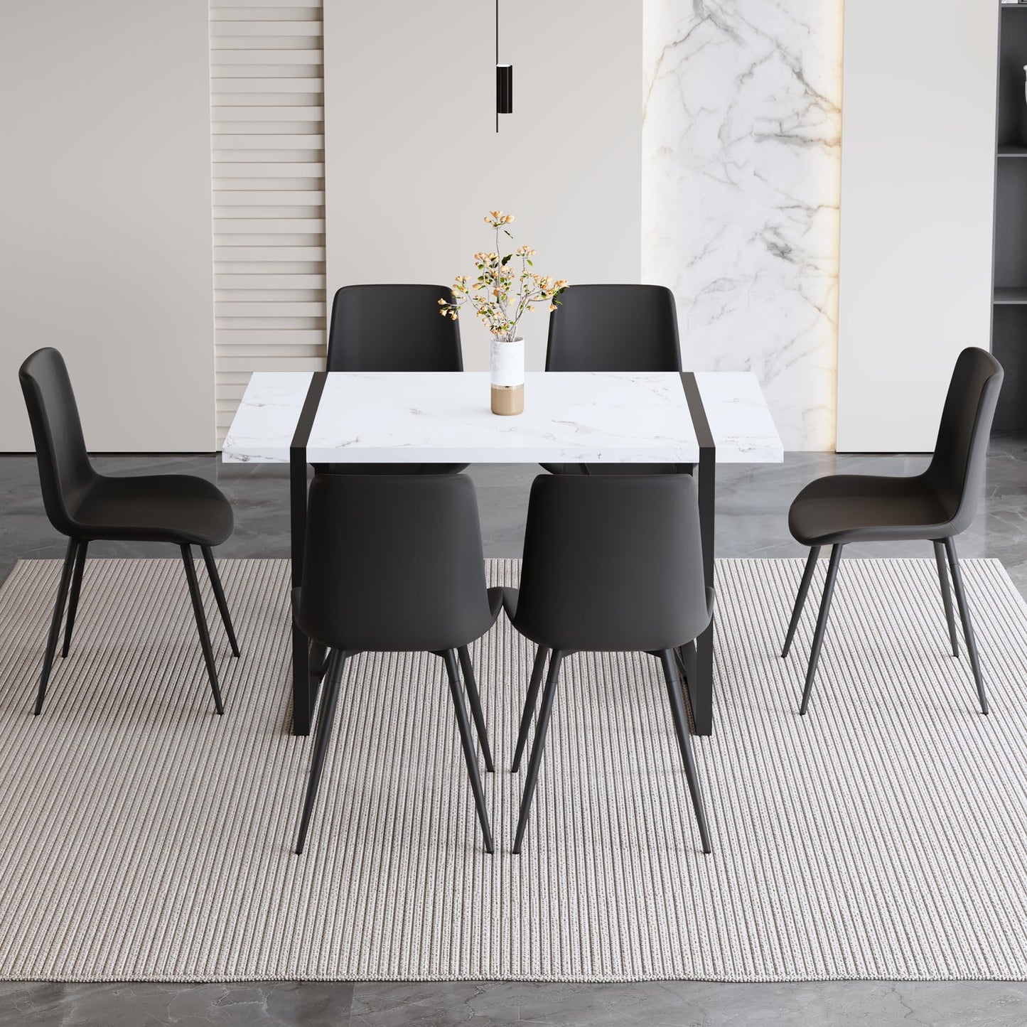 MUUOKY Dining Room Table Set for 6, Dining Table Set for 6, Dining Table for 6 with Chairs - Easy Assembly
