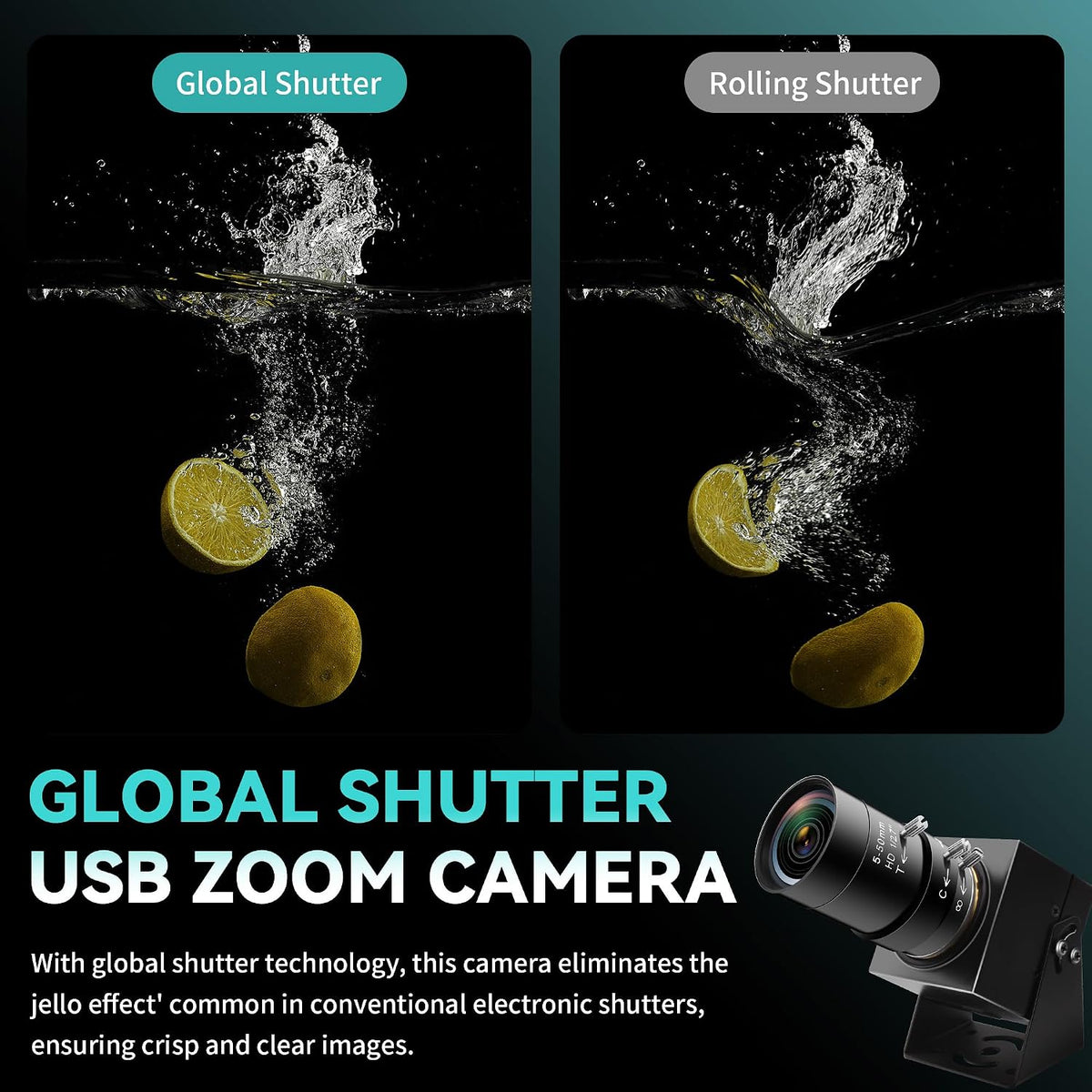 MMlove 1200P USB Camera, 10X Optical Zoom Webcam with 5-50mm Manual Focus Lens,90fps Global Shutter High Speed Camera,for Windows/Mac/Linux/Android, Conferencing/Streaming
