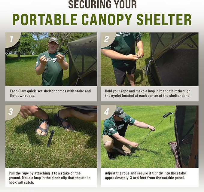 CLAM Pop Up Screen Tent, Outdoor Camping Gazebo Canopy, Pavilion, 12.5', Green - Heavy-Duty Portable Screened Shelter with Netting for Beach, Patio, and Backyard