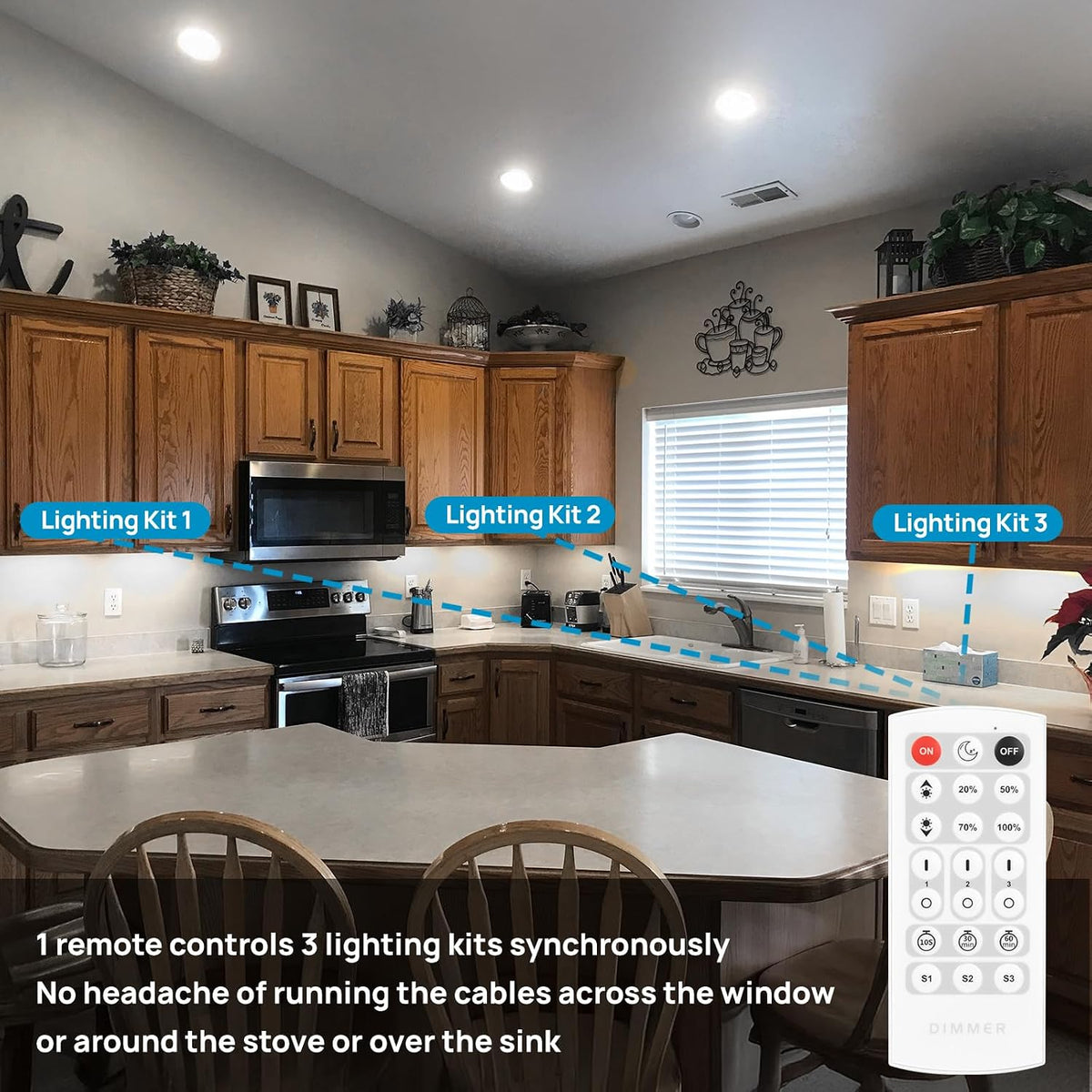 Litever Under Cabinet Lighting Kit Plug in 21W 4000K Dimmable with Remote