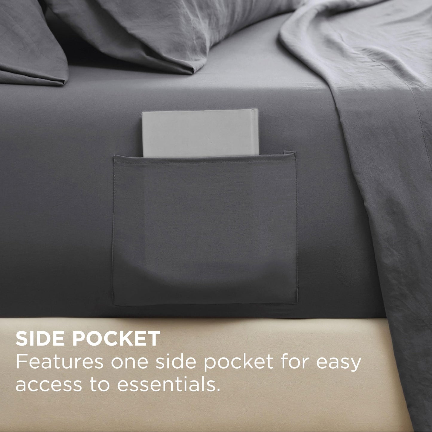 Bedsure Deep Pocket King Sheet Set - 6 Piece, Prewashed Ultra-Soft King Size Sheets Set, Fits Mattresses Up to 18 Inches Thick, Breathable & Secure Fit, Hotel Luxury Bedding, Grey