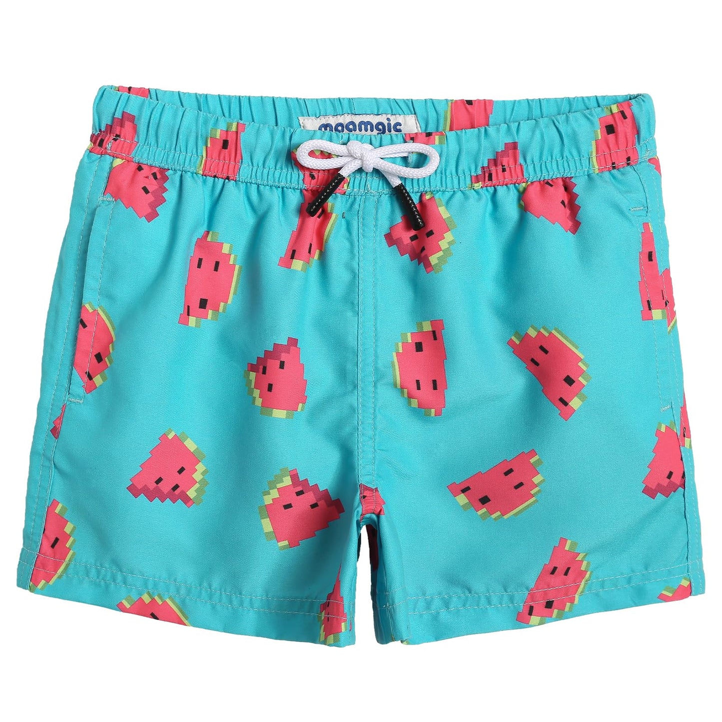 maamgic Boys Swim Trunks Toddler Swim Shorts Little Boys Bathing Suit Swimsuit Toddler Boy Swimwear Pixel Watermelon 2T,Pixel Watermelon,2 T
