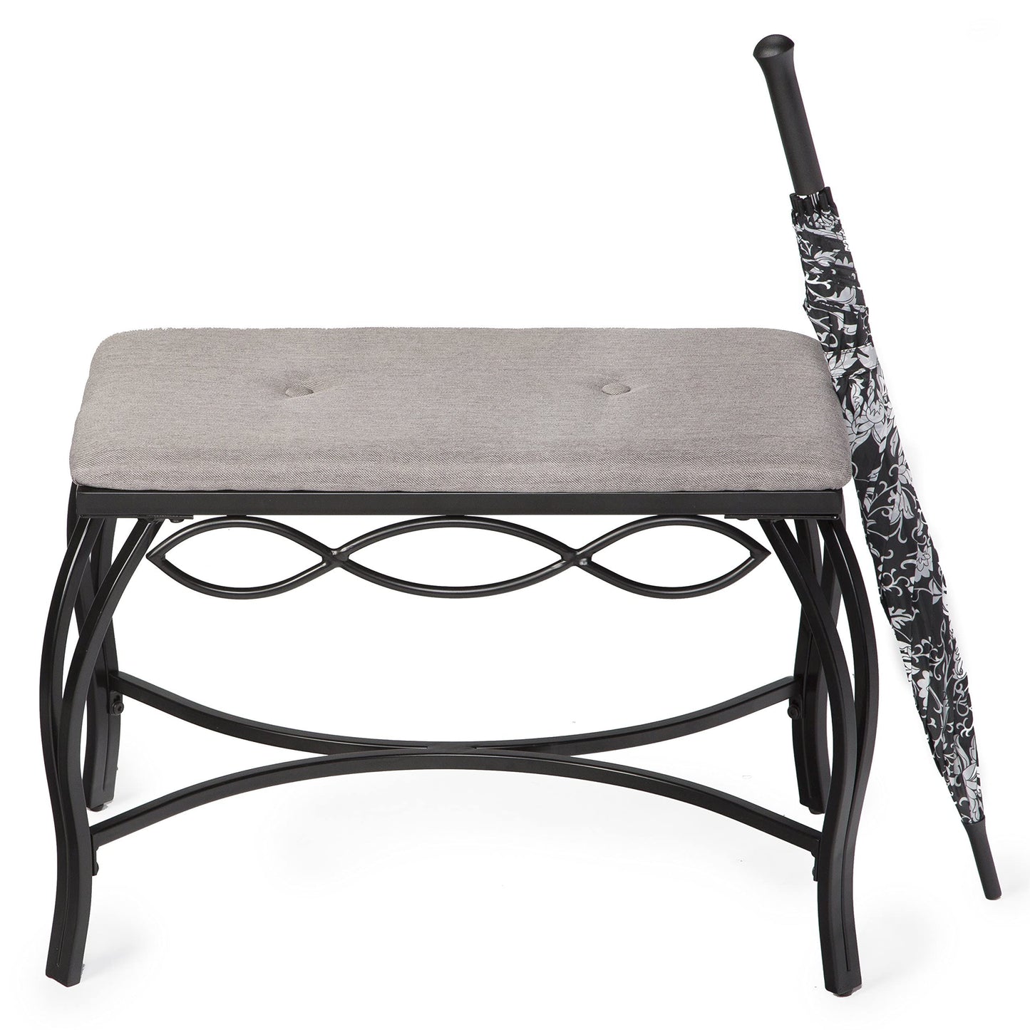 Mango Steam Heather Gray Shoe Bench - Vanity Seat for Makeup Room, Dressing Stool, Entryway Bench - Powder Coated, Upholstered, Space Saving