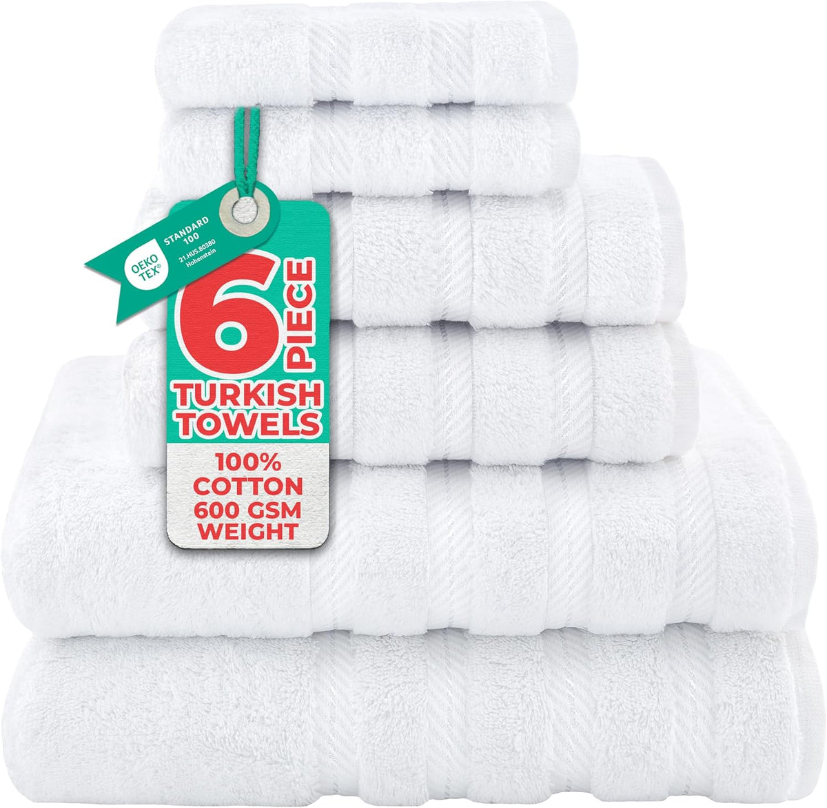 American Soft Linen 100% Cotton Luxury Turkish Towels, 6 Piece Towel Set