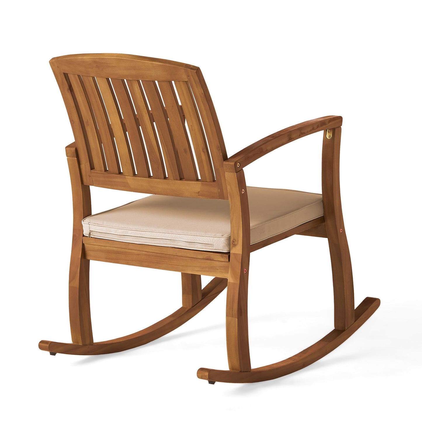 Christopher Knight Home Selma Acacia Rocking Chair with Cushion, Teak Finish
