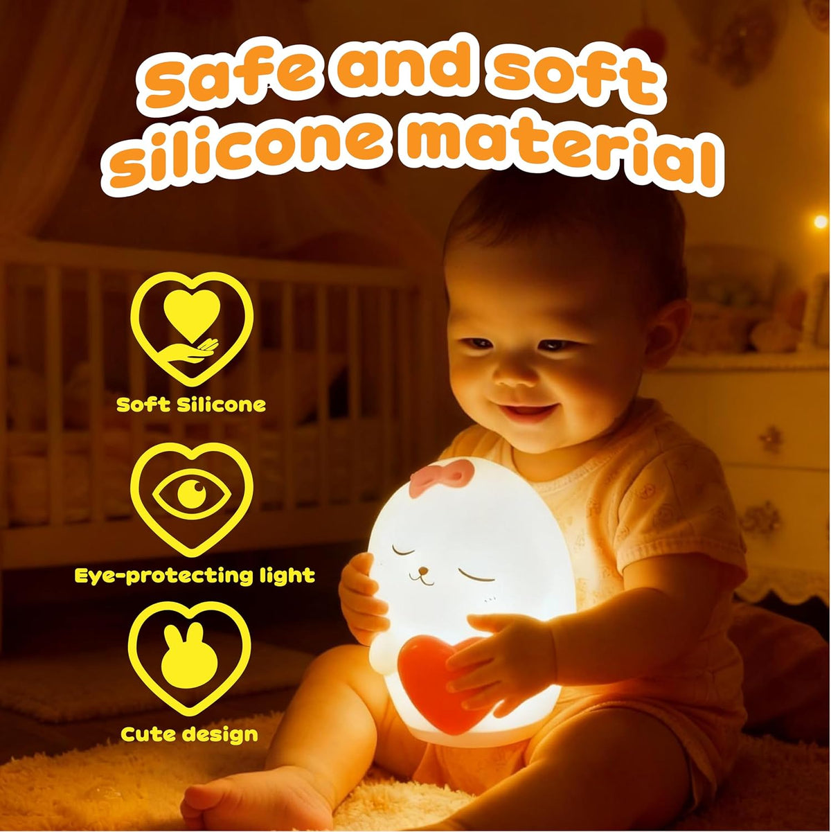Squishy Rabbit Night Light LED for Bedroom