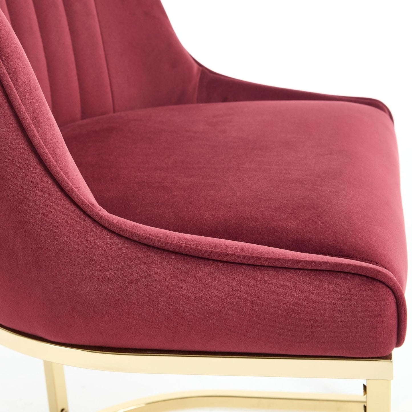 Hyfirm Wine Red Modern Dining Room Chairs Set of 4, Upholstered Kitchen Chairs with Gold Chrome Metal Legs, Round Back, Velvet Accent Stools for Kitchen & Dining Room