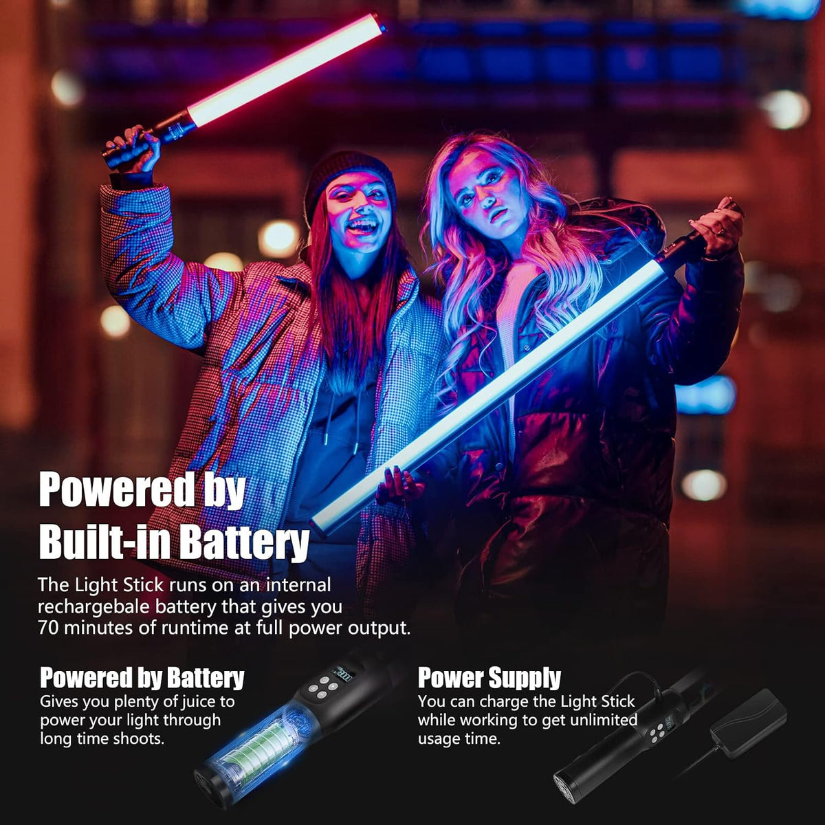 Mettlelite LS800P RGB Pixel LED Light Stick, Handheld Full Color RGBWW Continuous Output 3.2 ft with APP Control, 2800K-8000K, Customizable Pixel Light Effect, CRI97+ TLCI98+ Rechargeable Video Light
