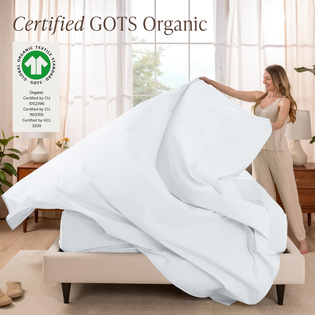 Bare Home 100% Organic Cotton Split King Sheet Set - Crisp Percale Weave - Lightweight & Breathable - Bedding Sheets & Pillowcases (Split King, White)