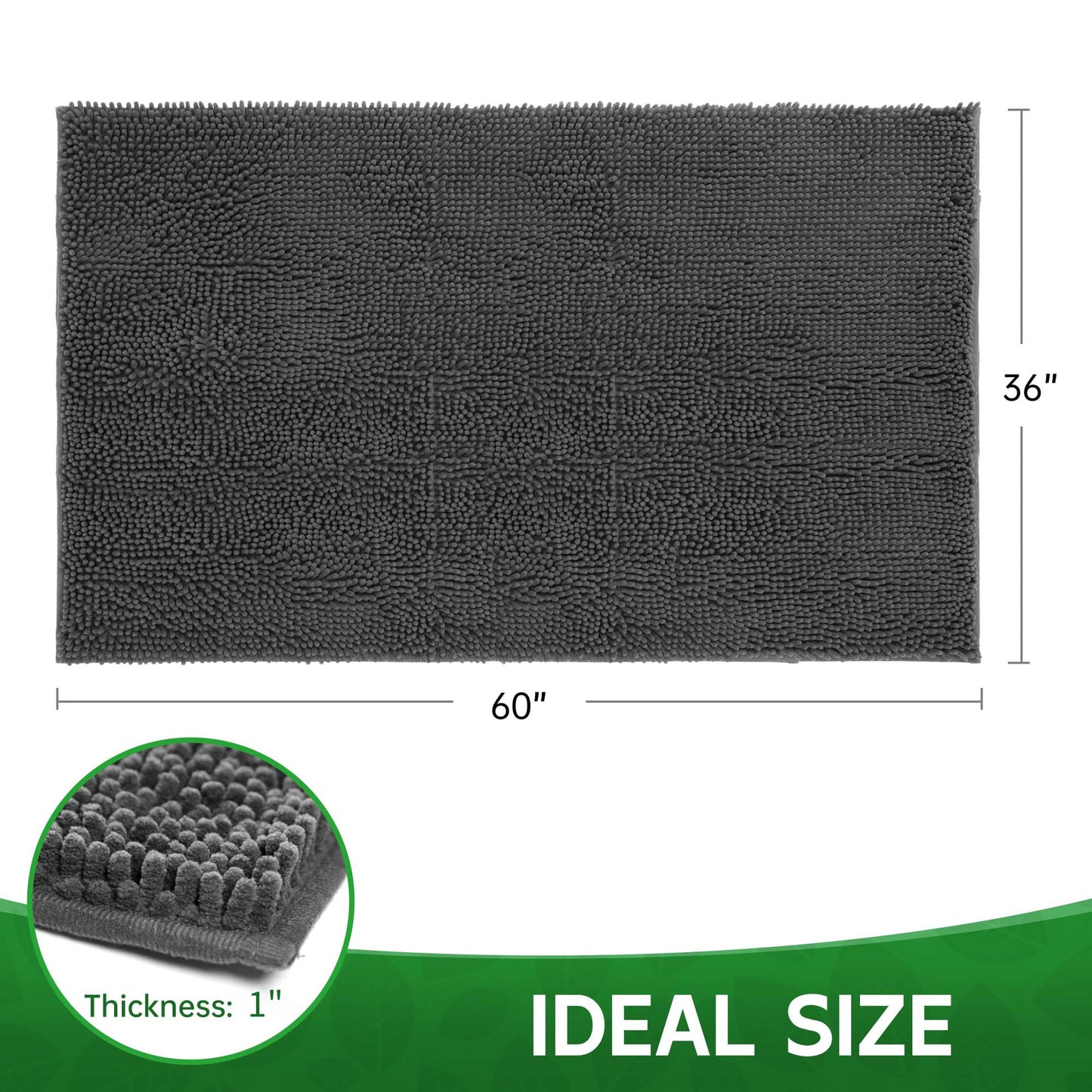 Dog Door Mat Indoor Entrance, 60" x 36" Absorbent & Quick-Drying Mud Rugs, Non-Slip Door Rugs for Entryway Indoor Washable, Soft Chenille Dog Mat for Muddy Paws