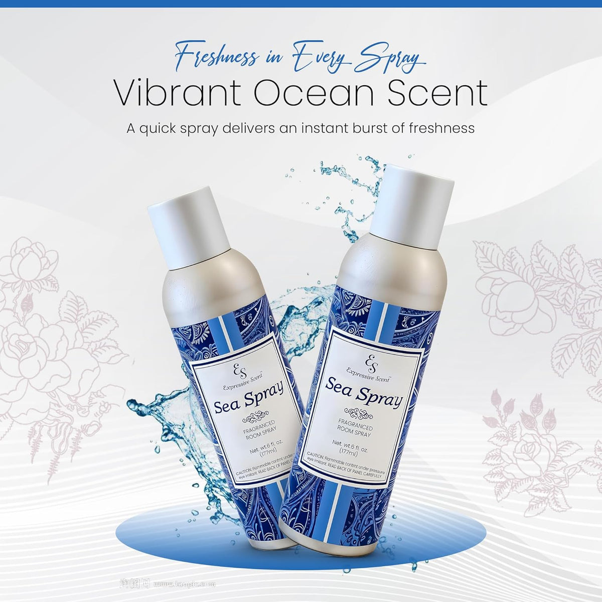Air Freshener Spray - long lasting luxurious sea spray – Ideal for Bathroom, Kitchen, Office & Car – long lasting home fragrance 6 FL Oz