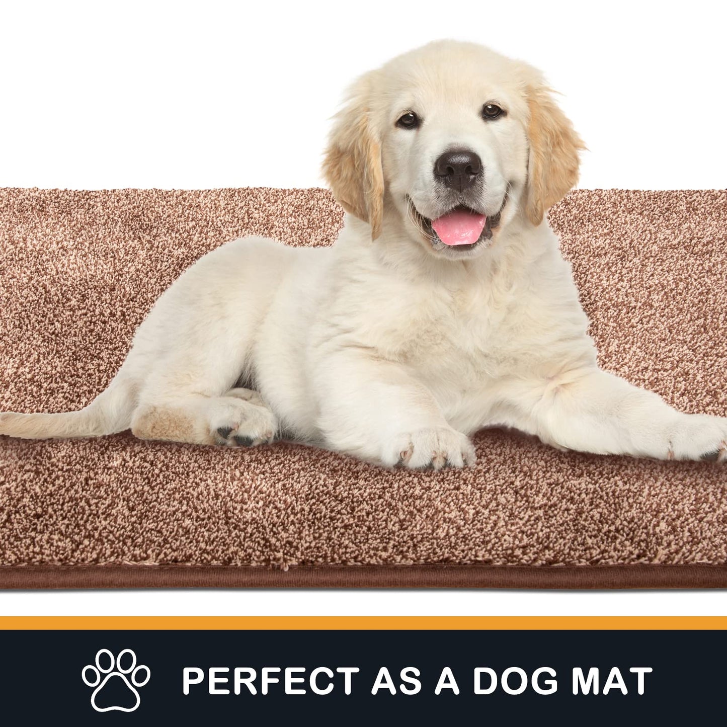 PURRUGS Dirt Trapper Door Mat 24" x 35.5", Non-Slip Machine Washable Entry Rug, Shoe Scraper, Dog Doormat, Super Absorbent Welcome Mat for Front & Back Door, Muddy Shoes & Paws, Brown-Light Cream