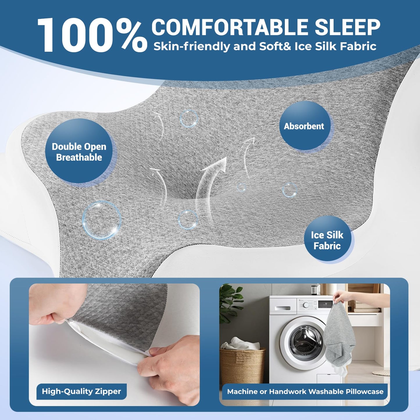 WOGAHEV Reading Pillow for Bed, Lying, Leaning and Prone, Ergonomic Memory Foam Bed Wedge Pillow for Headboard, Chin & Back Support Pillows on Bedrest Couch Floor- Grey