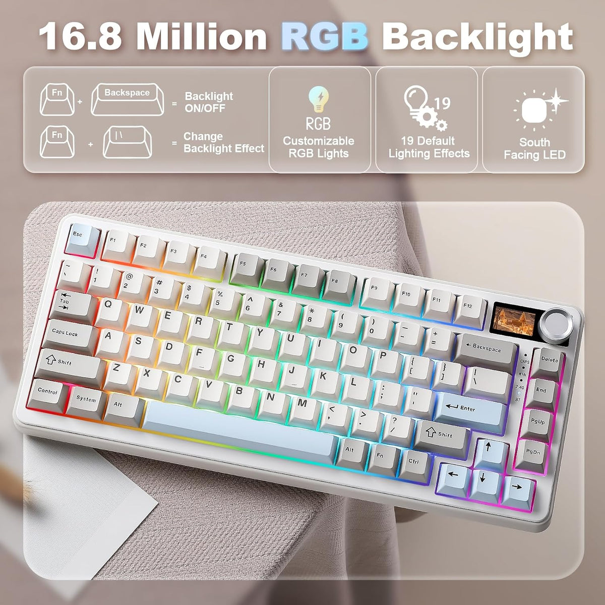 YUNZII B75 PRO MAX 75% Mechanical Keyboard (Beige,Candy Switch)