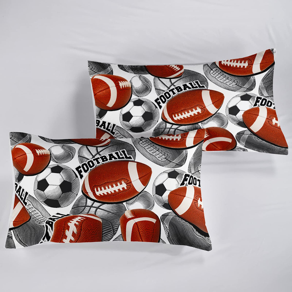 BailiPromise Ball Games Bedding Sets Basketball Football Comforter Set Sports Down Comforter Baseball Tennis Duvet Sets with 1 Comforter and 2 Pillowcases Queen for Kids Boys Room