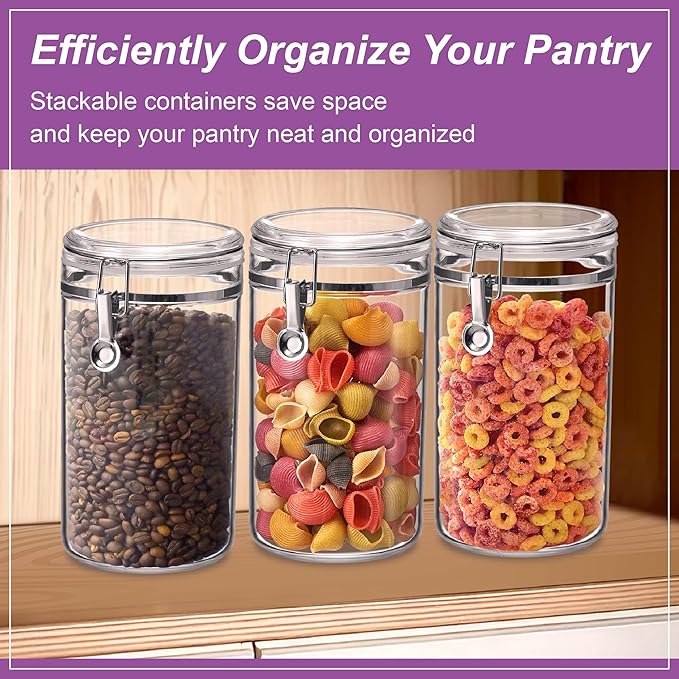 Amazing Abby - Cathy - 70-Ounce Plastic Canister (Set of 3), Plastic Airtight Food Container, Stackable for Pantry Storage, BPA-Free and Shatter-Proof, Perfect for Home and Commercial Use