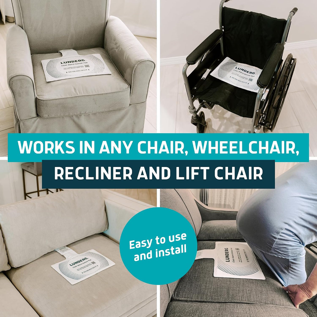 Lunderg Wireless Chair Alarm System for Elderly & Fall Prevention