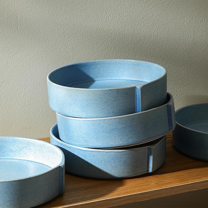 Stone Lain Bao 4-Piece Pasta Bowl Set Stoneware, Blue