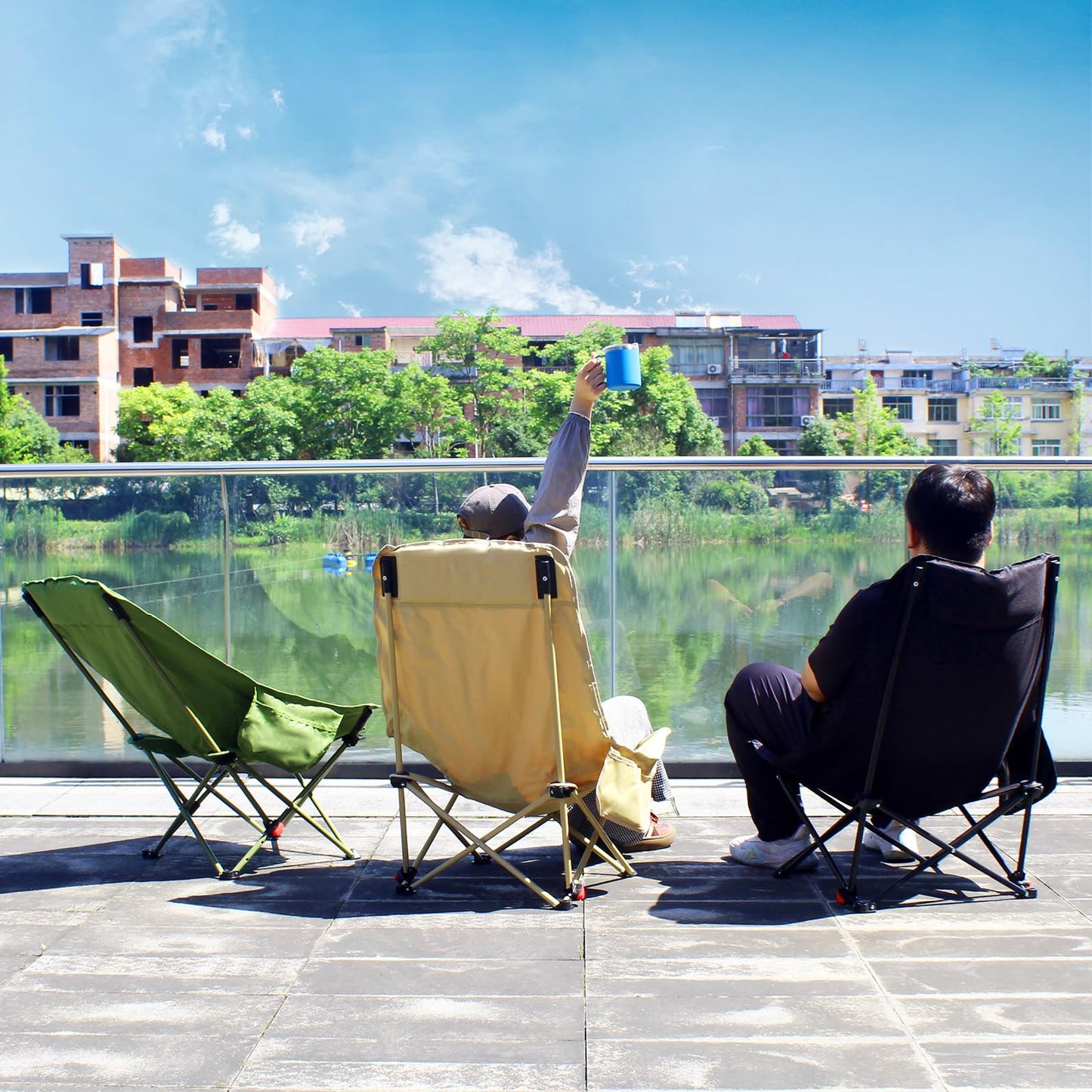 Outdoor Portable Camping Chair, Folding Camping Chair with Adjustable Backrest, Suitable for Patio/Fishing/Beach/Camp, Includes A Storage Bag (2 Pack-Green)