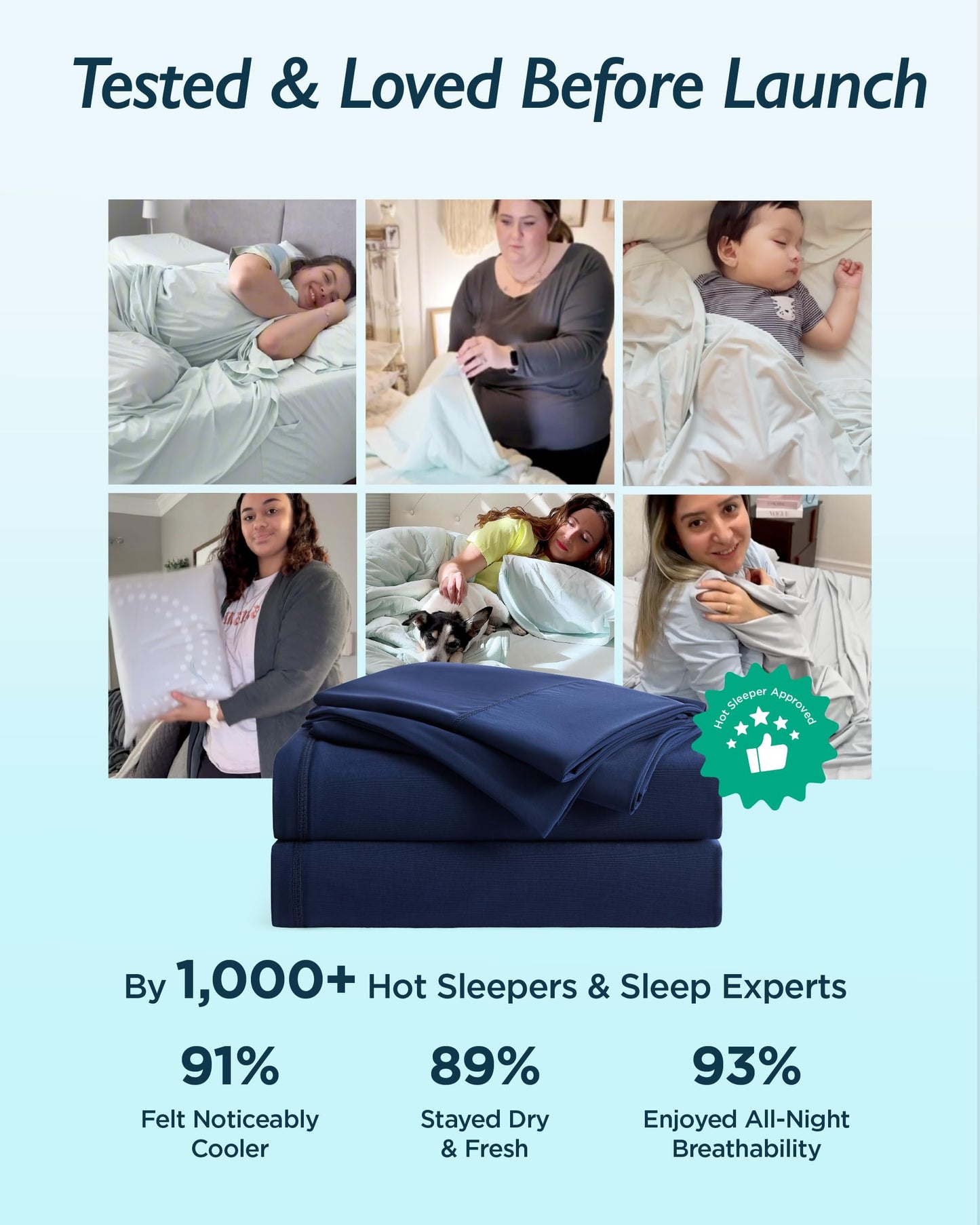 Breescape Cooling Sheet Set King Size - BlendTek™ Dry & Cool Technology for Hot Sleepers and Night Sweats, Q-Max>0.46 Tech, Deep Pocket Up to 18", 360° Elastic Band, Twilight Blue